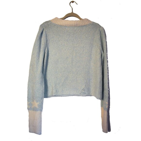 WILDFOX STAR GIRL ACE Cropped Sweater in Honolulu Blue - Picture 4 of 8